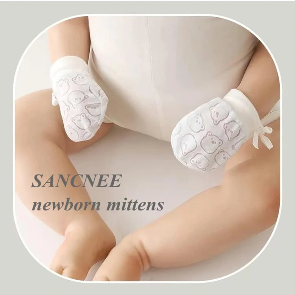 White Baby Mittens Set